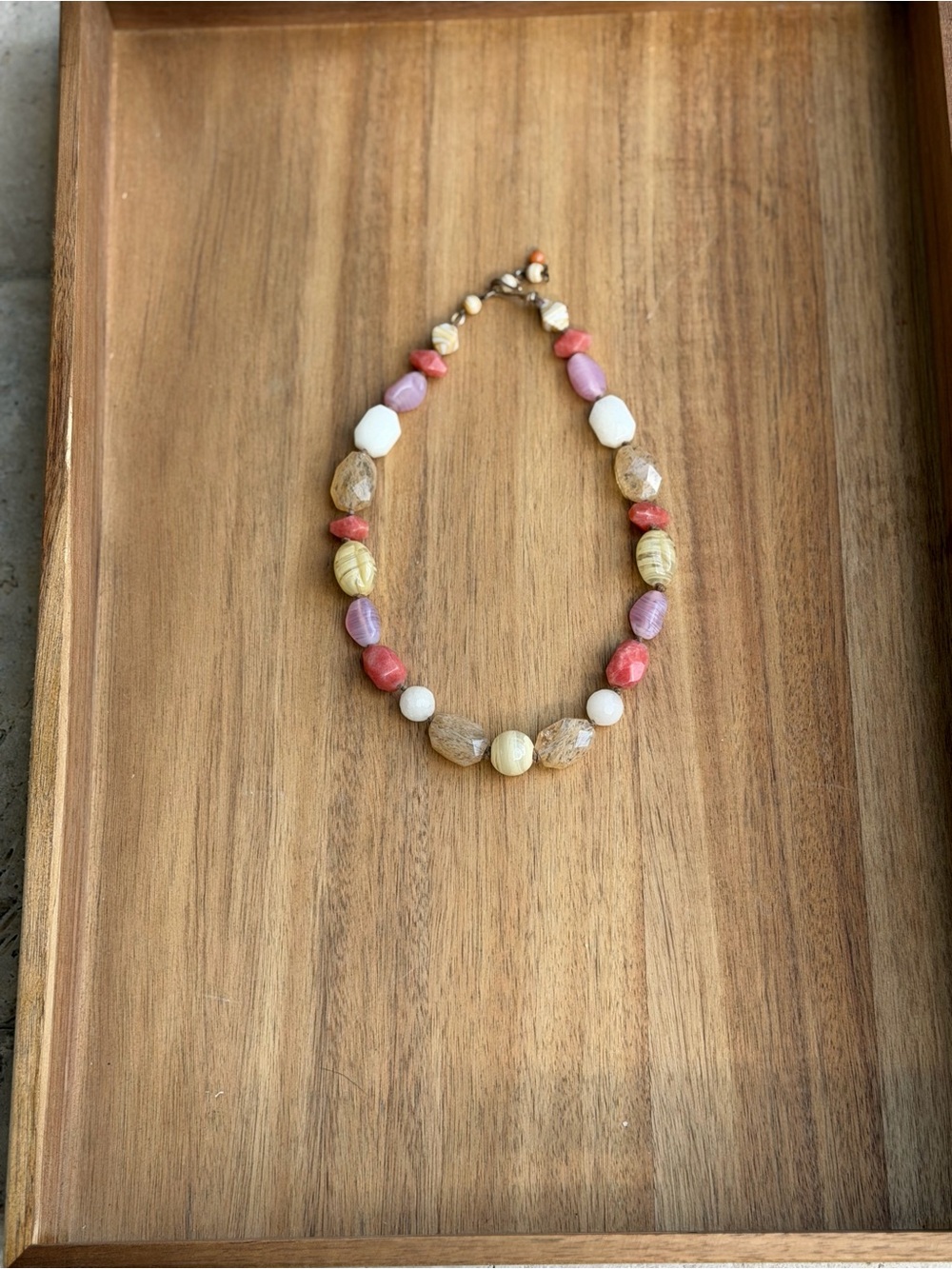Talbots Chunky Necklace w/Tan, Cream, White, Pink, Lilac, & Rust Beads
